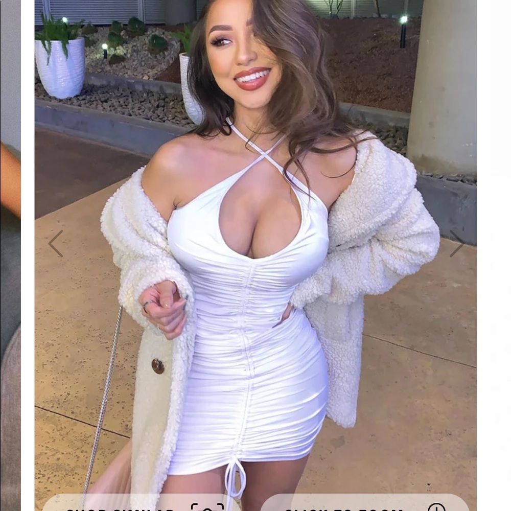 Fashion Nova White Rouched Dress